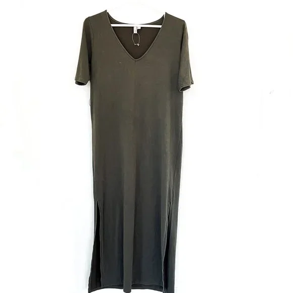 ASOS olive green belted maxi dress w/side slit 6 - Picture 7 of 9